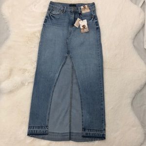 NWT Sincerely Jules Boho High Slit Maxi Jean Skirt